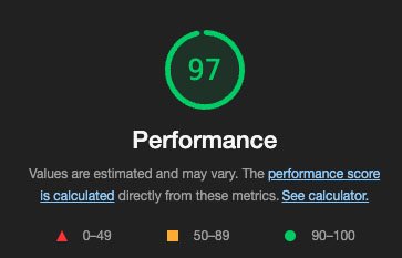 Performance check shows 97 in green