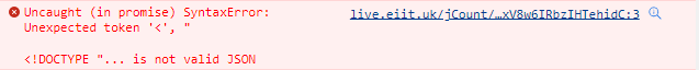 Uncaught in promise syntax error: unexpected token