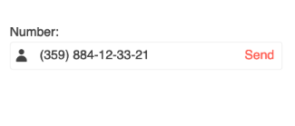 Field for phone number has spot for area code and a person icon on the left, and Send on the right