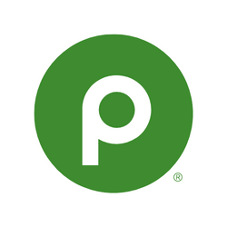 The logo for Publix is a letterform. It’s a single letter “p” in a lowercase, rounded font. It’s inside of a bright green circle and has a trademark symbol after it.
