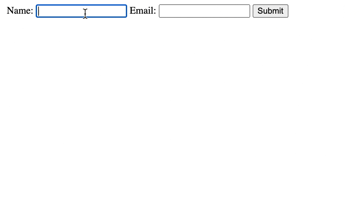 User fills in the two fields, hits submit. The fields are cleared.