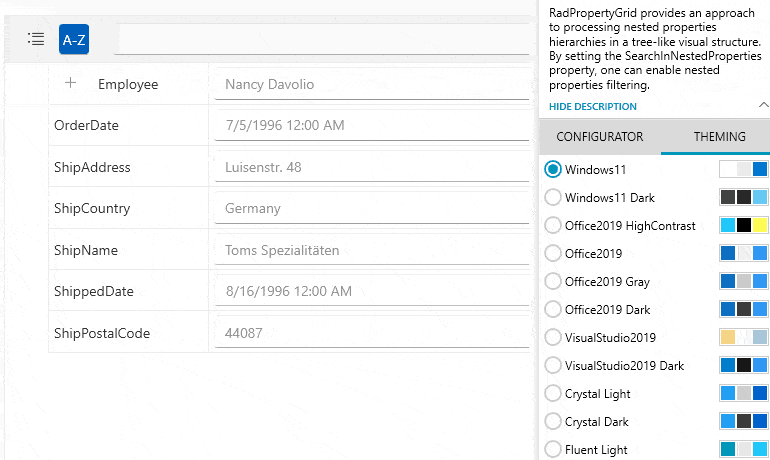 search property field names in a grid, for example first name