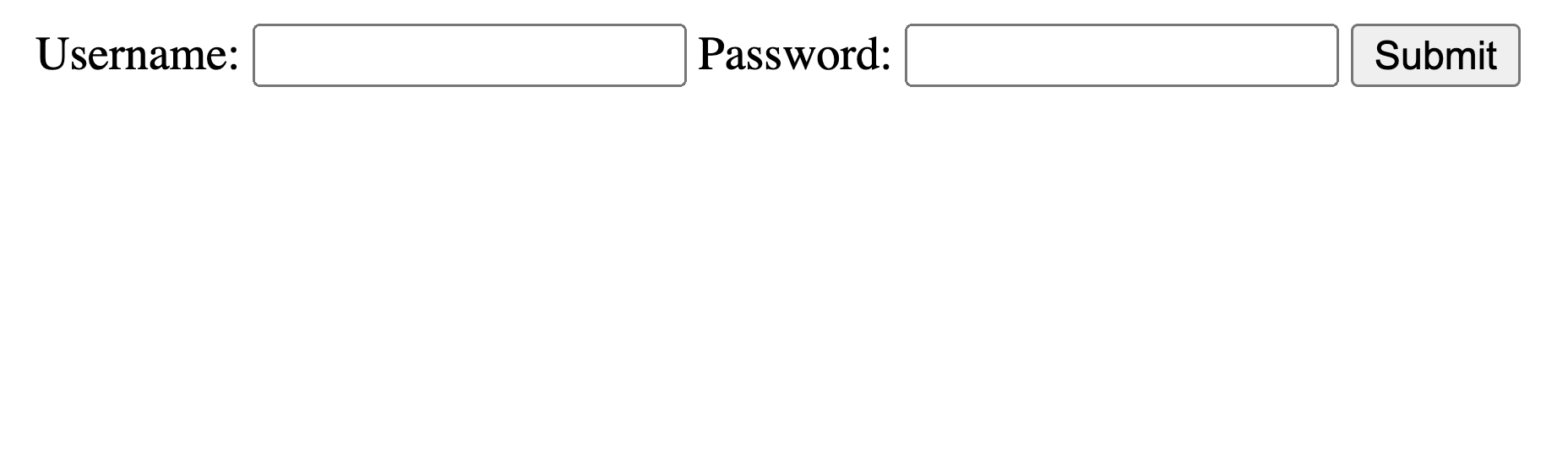 Simple form with fields for username and password and a submit button