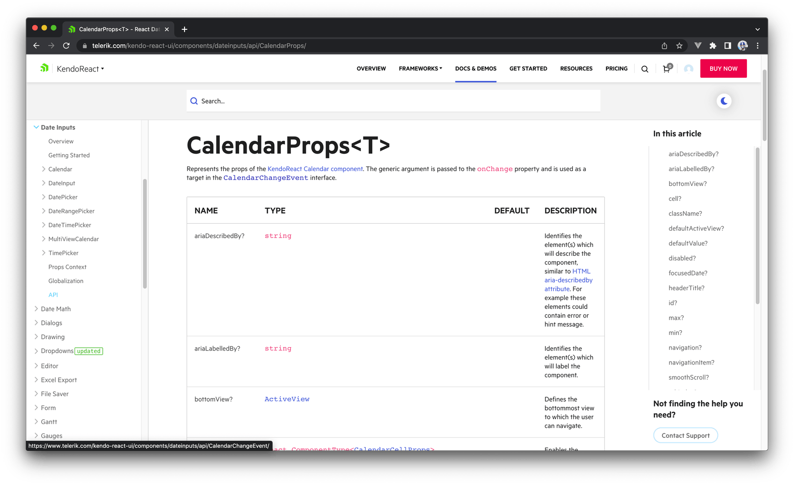 CalendarProps T