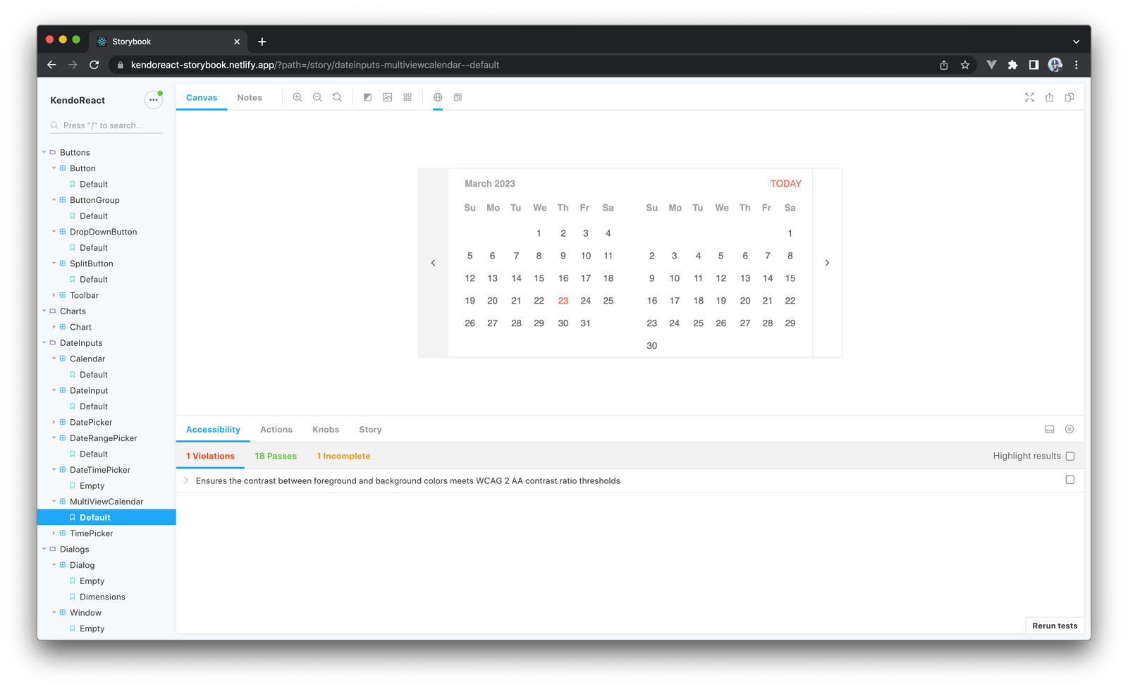 1 violation in the multiview calendar