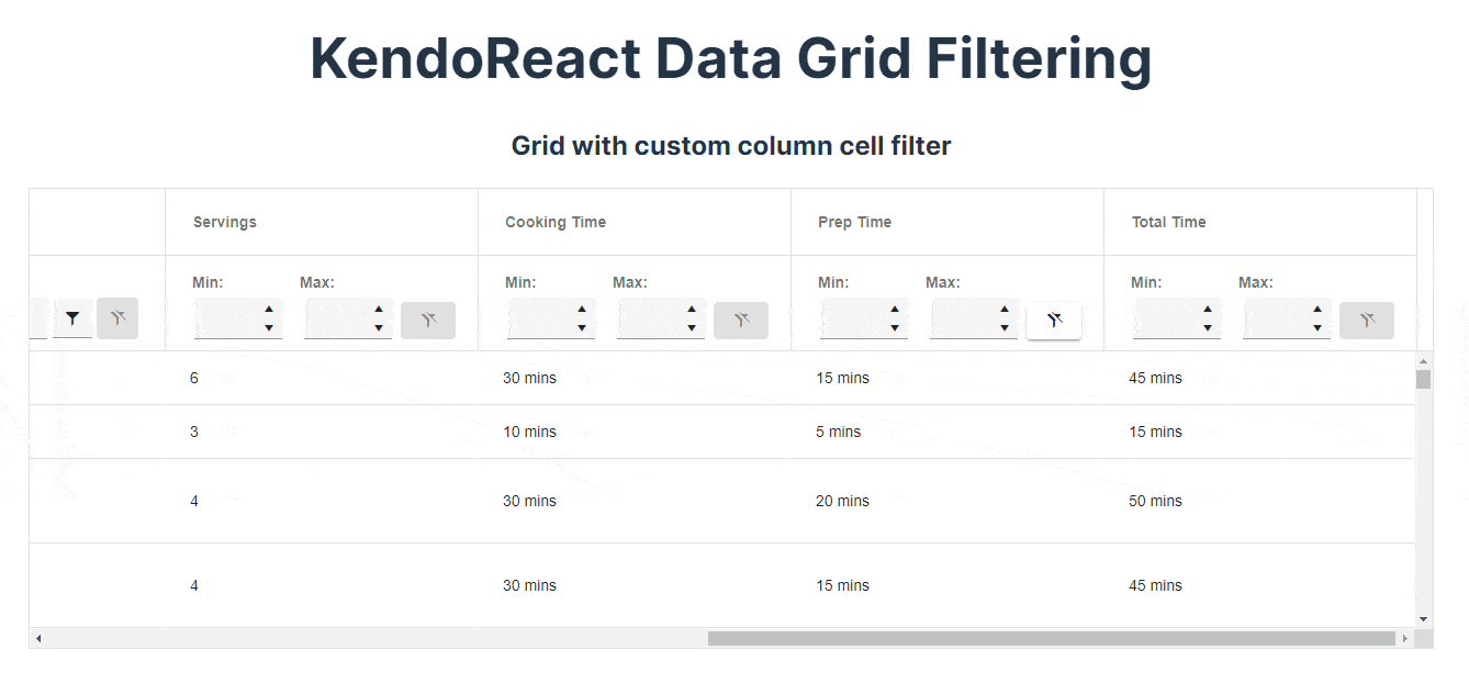 Custom Column Range Filter
