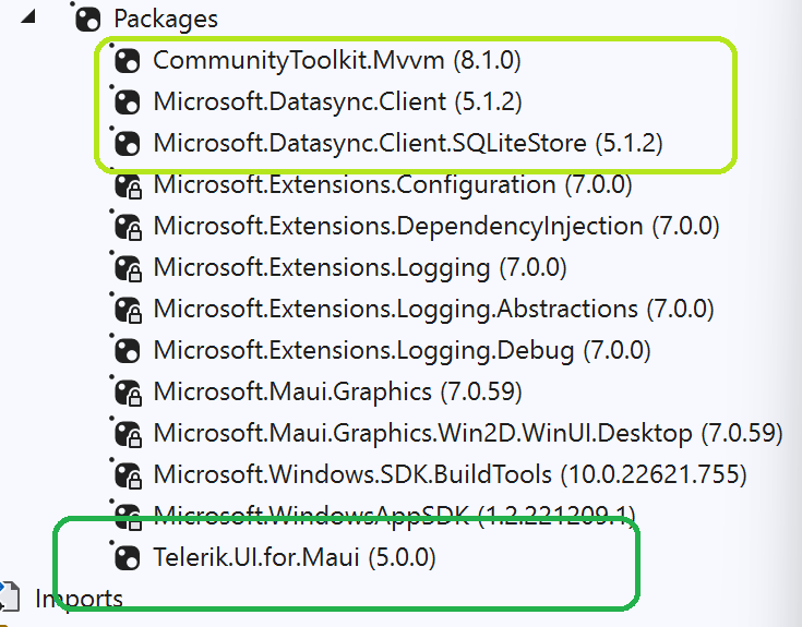.NET MAUI packages installed
