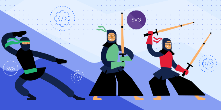 Illustration of Telerik and Kendo UI mascots with SVG
