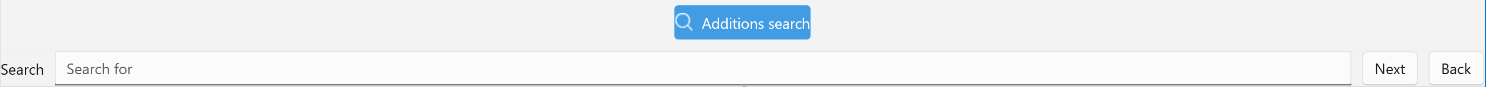 search for text entry, next and back buttons