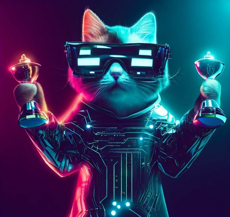 illustration of a futuristic cat