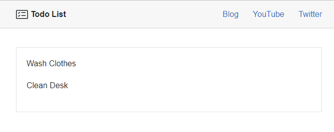 A list of two todo items on an empty page.