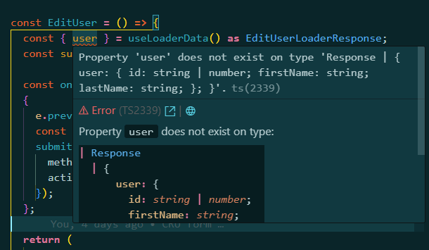 Narrowing EditUserLoaderResponse type