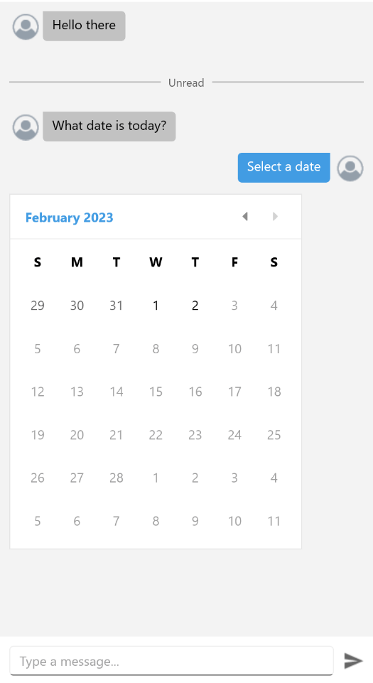The date picker is right in the chat