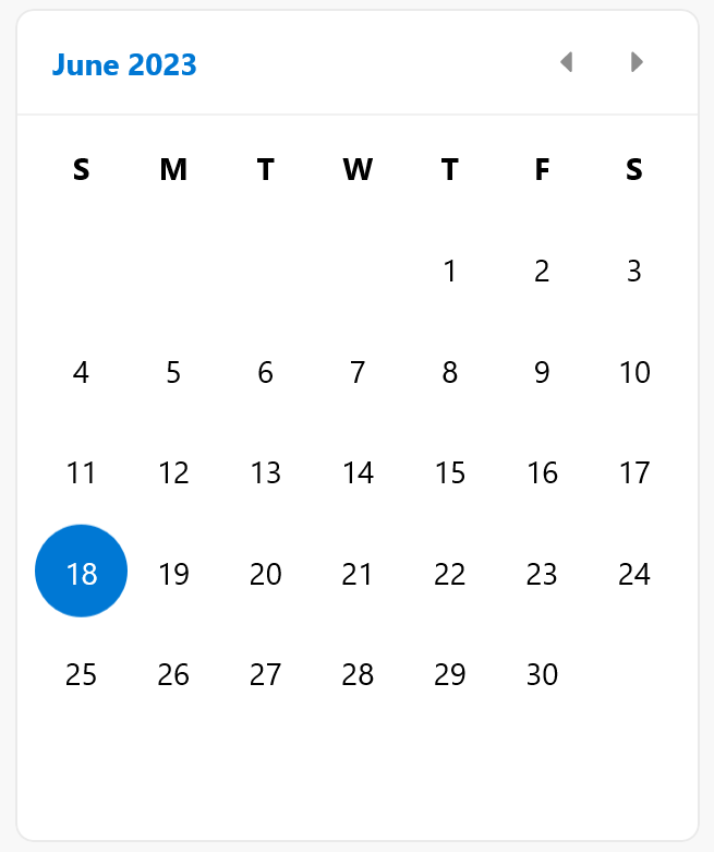 Month of June's dates only, and not previous or next month showing