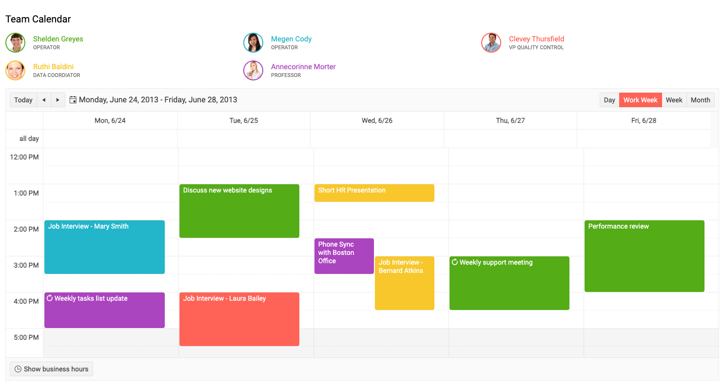 A team calendar built with Kendo UI for Angular