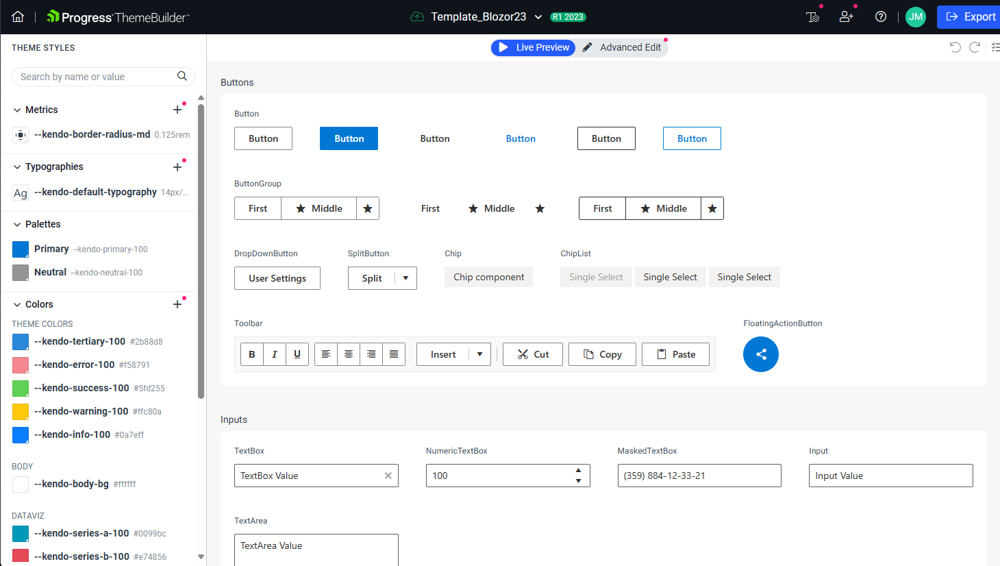 Theme styles in ThemeBuilder