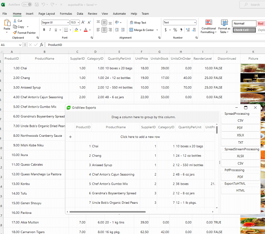 cell check to preserve cell formatting in gridview export