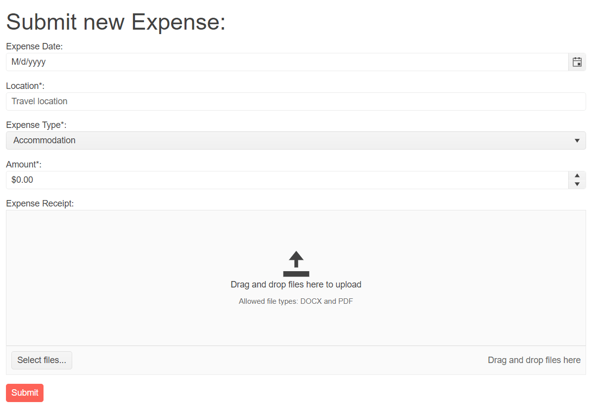 form to submit an expense