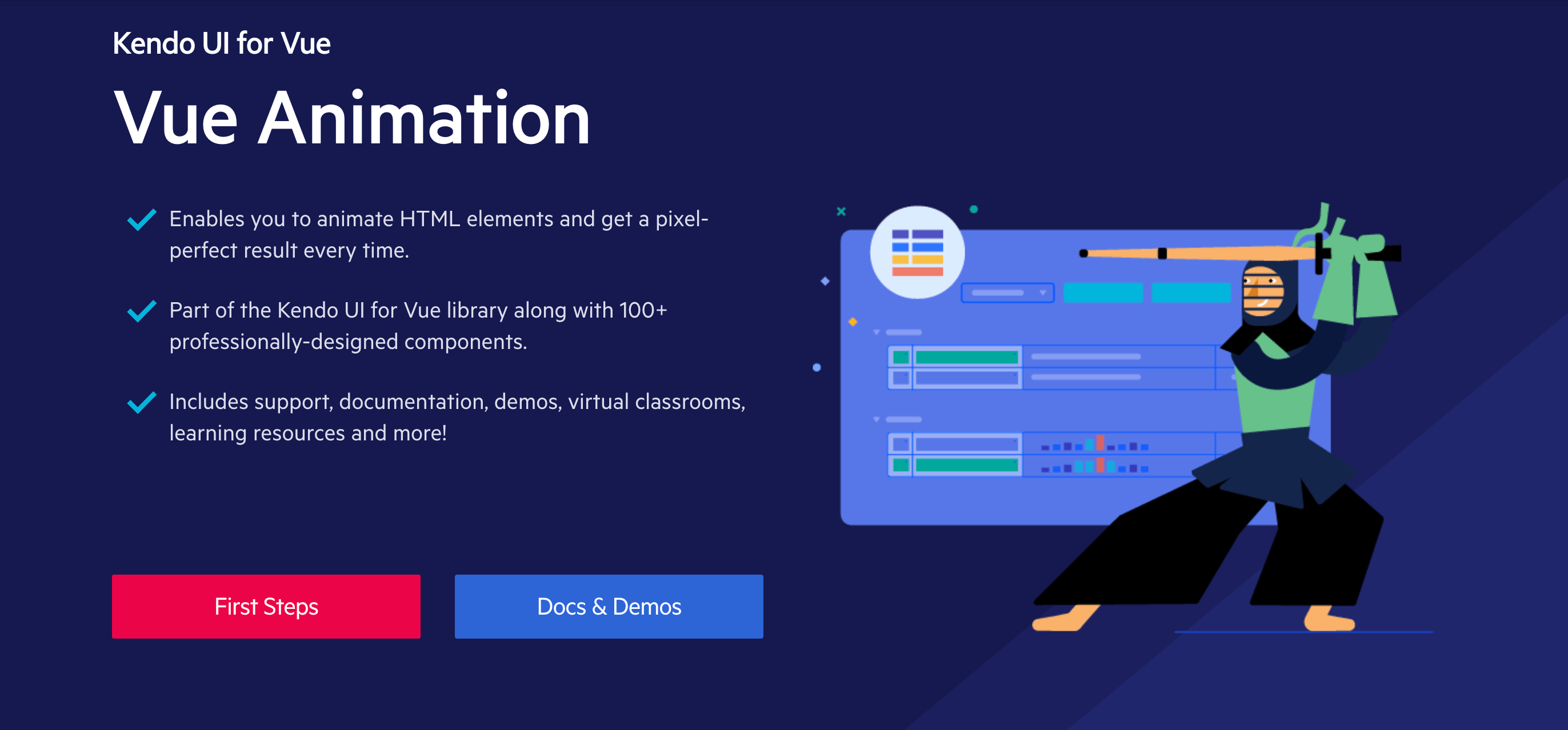 Kendo UI for Vue Animation component page screencap