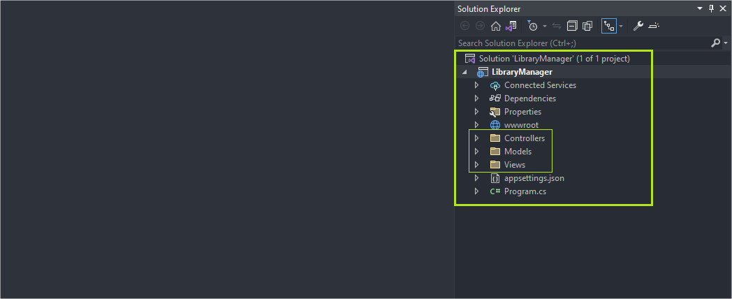 MVC Pattern- library manager includes folders for controllers, models, views