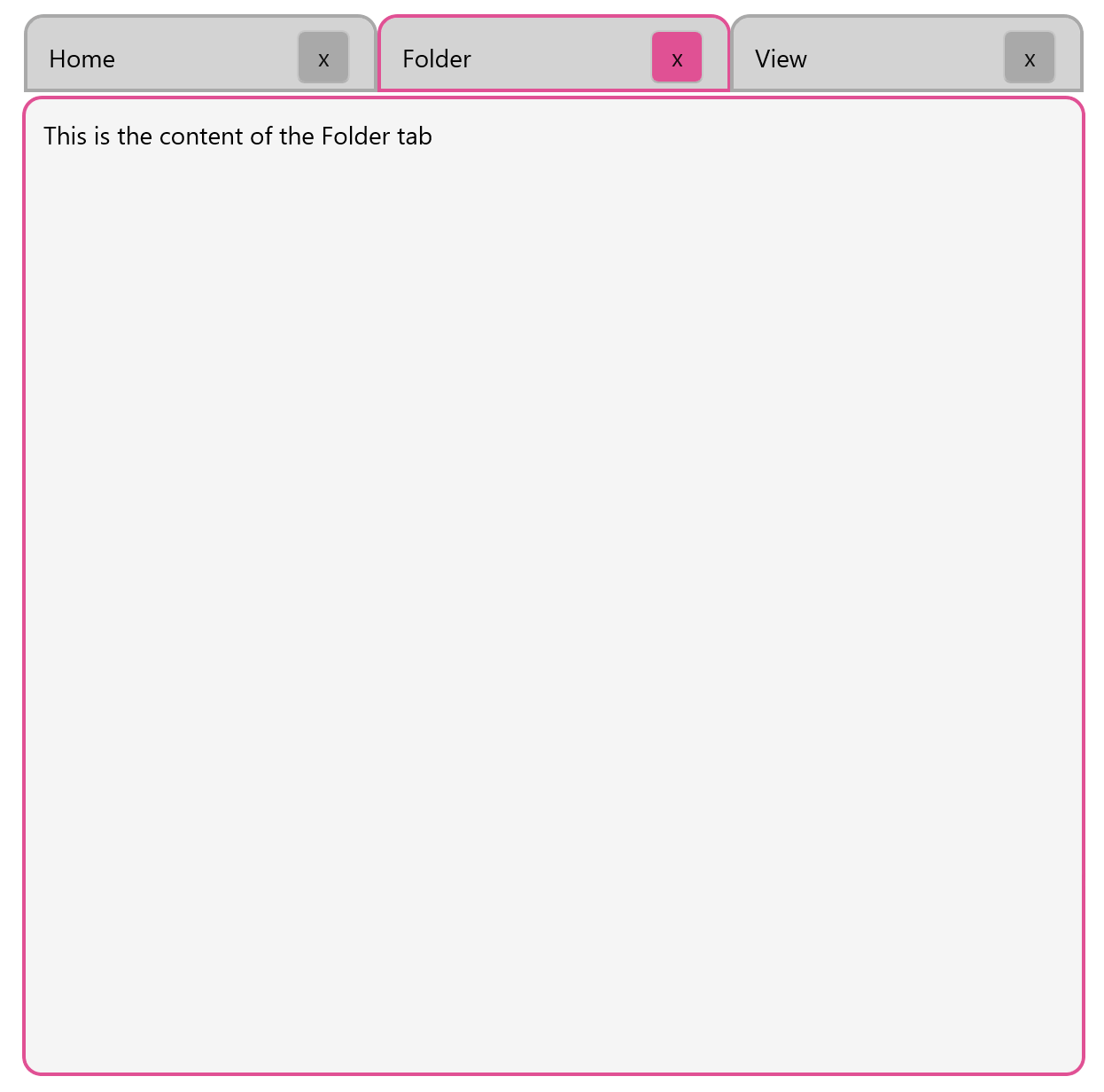 Tabs for Home, Folder, View
