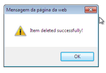 Alert message: item deleted successfully