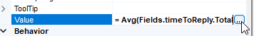 Value has three dots and '= Avg(Fields.timeToReply.TotalHours)'