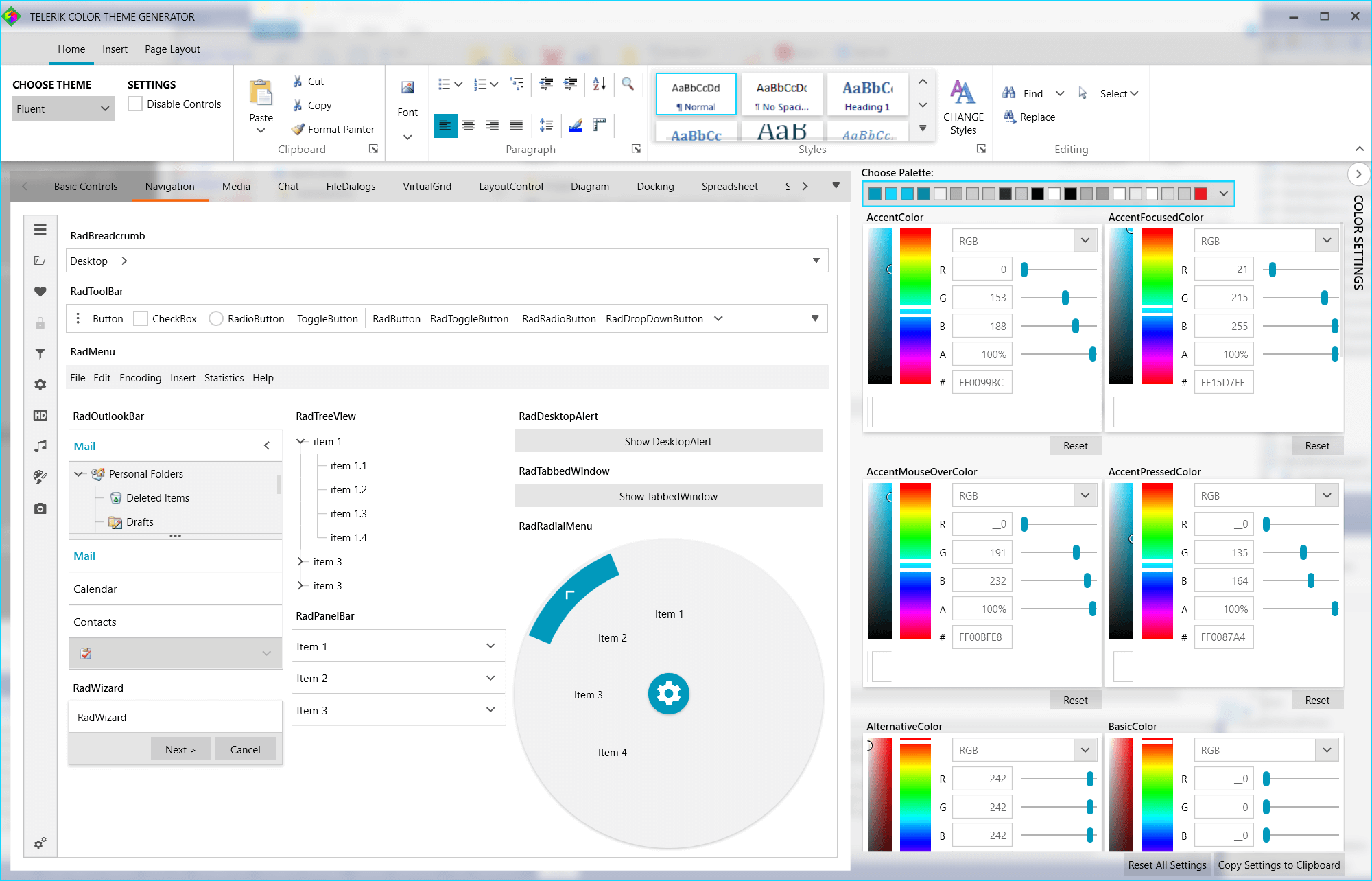 WPF Color Theme Generator with all kinds of color selection options