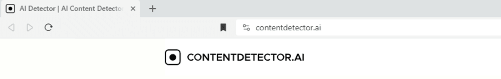 The favicon for ContentDetector.AI is an all-black rounded square shape with a prominent dot in the center.