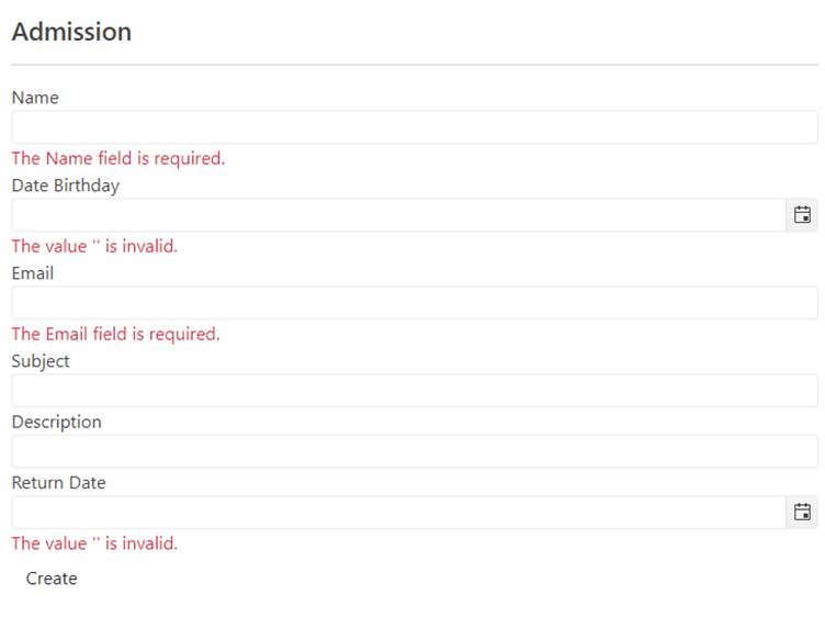 The required fields now have red text alerting the user that they are required