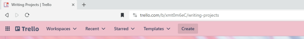The Trello favicon appears to be a stripey pink-blue color to match the background color of the project being viewed in the browser.