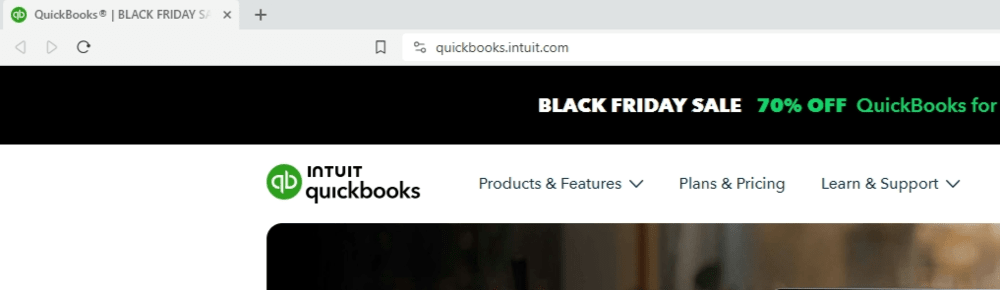 QuickBooks takes the green “qb” lettermark from its logo and uses it as the favicon.