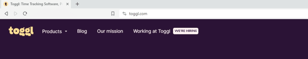 The brand favicon for Toggle is a lowercase “t” on a yellow circular background.