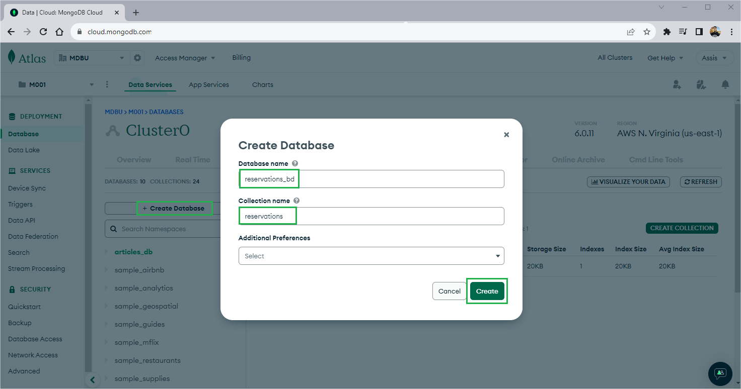 Create database