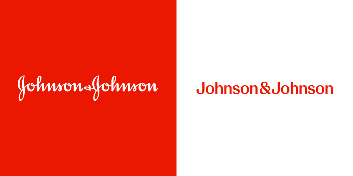 A comparison of the Johnson & Johnson logo before and after 2023. The pre-2023 logo showed the company name in all cursive. The logo in 2023 is now a thin, plain sans serif font.