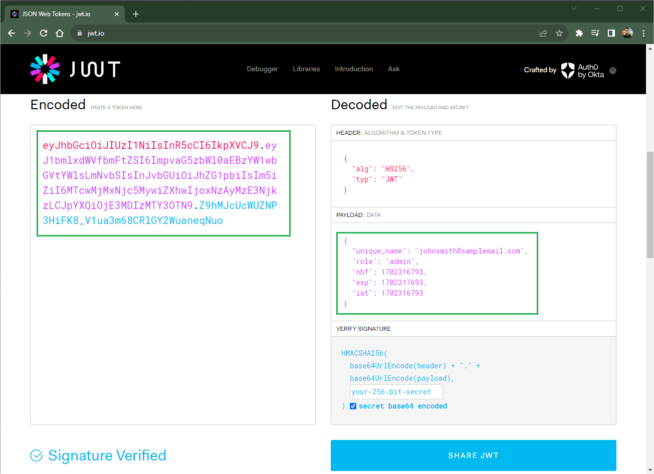 Verifying JWT