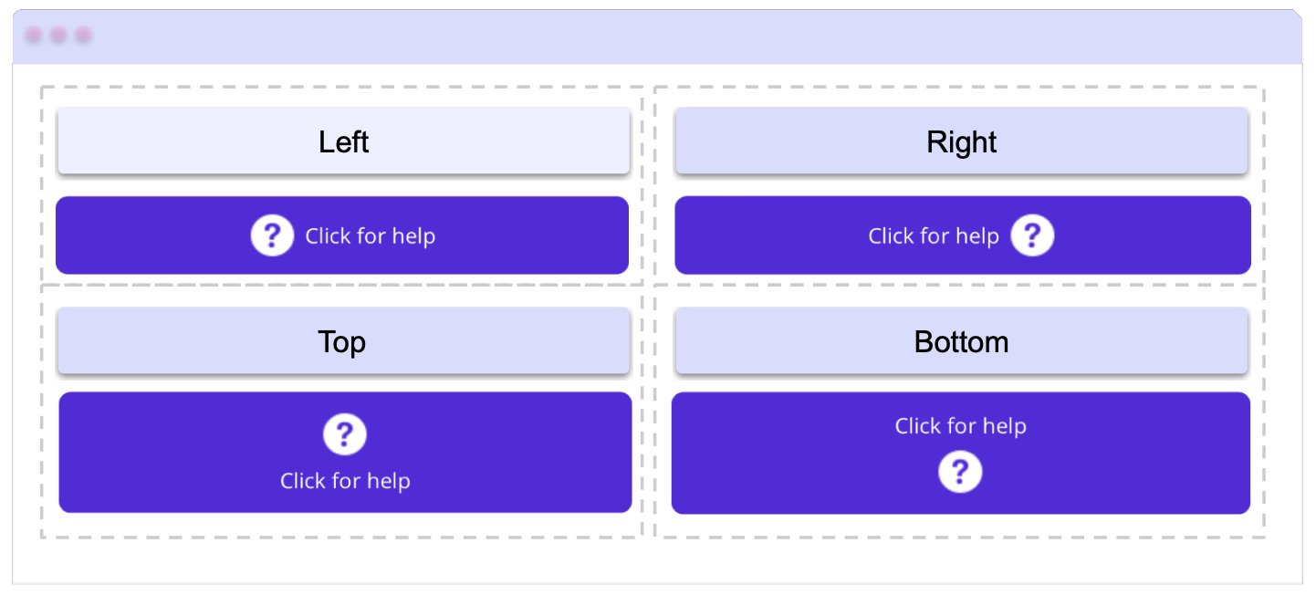 Left ⭠ Click for help,  Top ↑ Click for help , Right Click for help → ,  Bottom  Click for help ↓