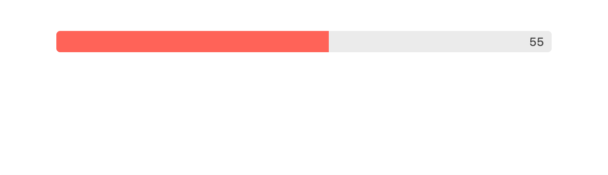 55% progress bar with pink on the left 55% of the way and gray the rest of the way