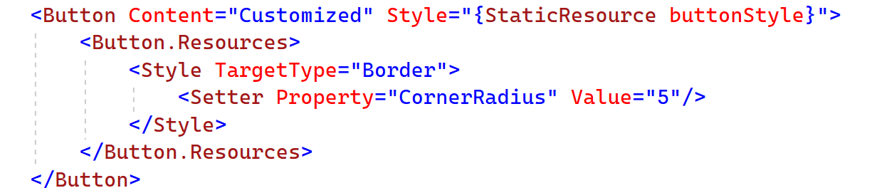 Button settings in XAML for WPF