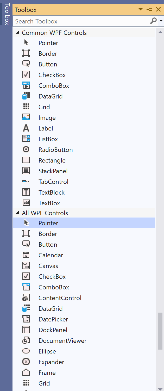 WPF Toolbox list