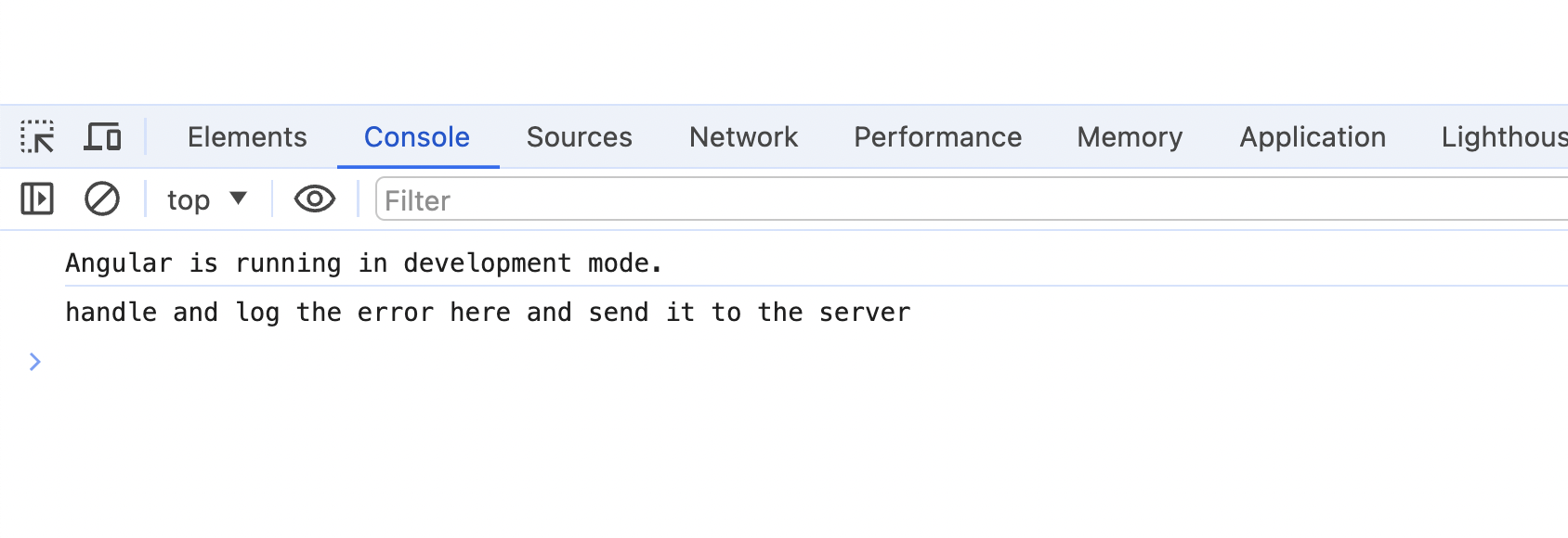 Angular is running in development mode. handle and log the error here and send it to the server.