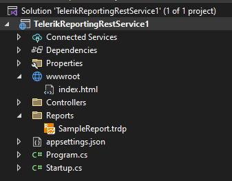 Telerik Reporting REST service file structure