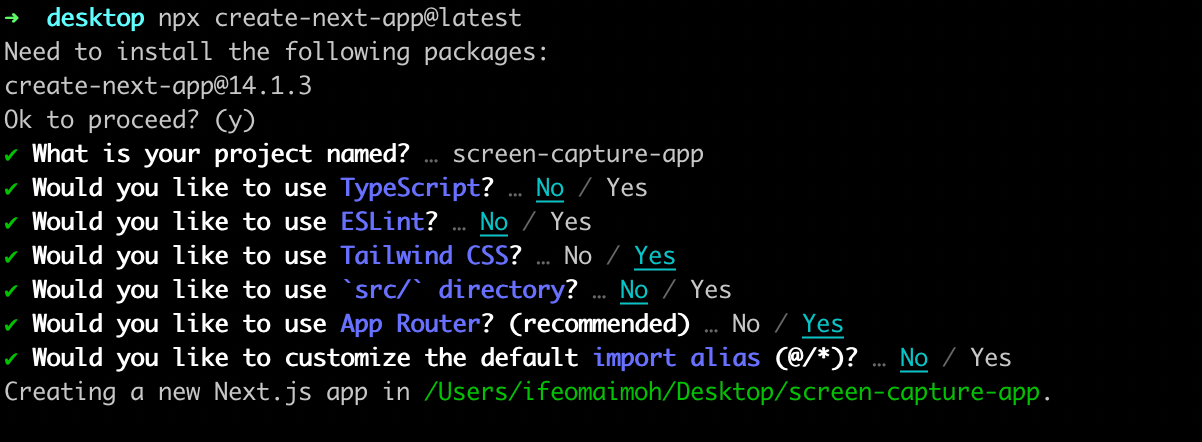 Screenshot of terminal