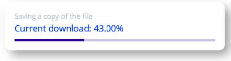 The Downloader control with implemented functionality show current download at 43%