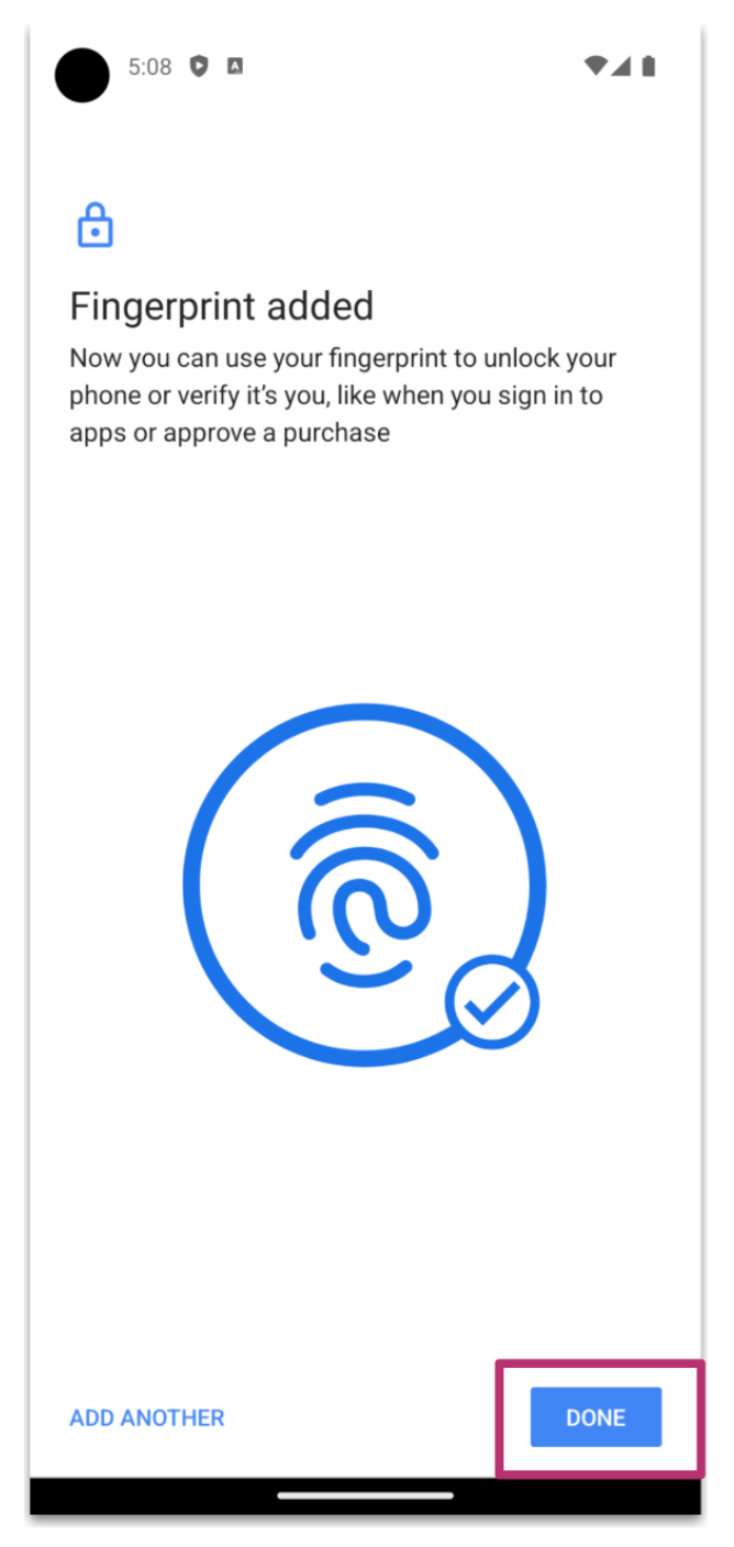 Fingerprint configuration in the emulator