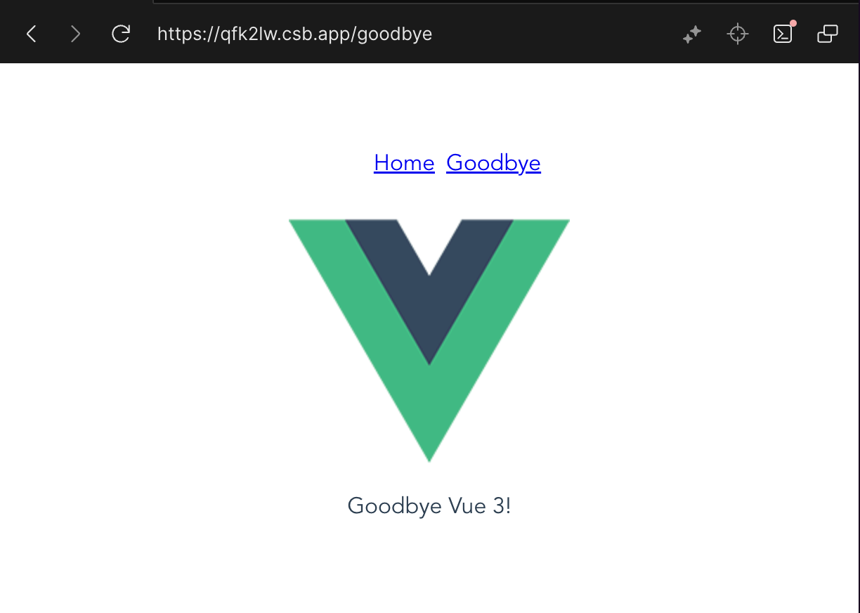 goodbye vue 3. Links for Home and Goodbye