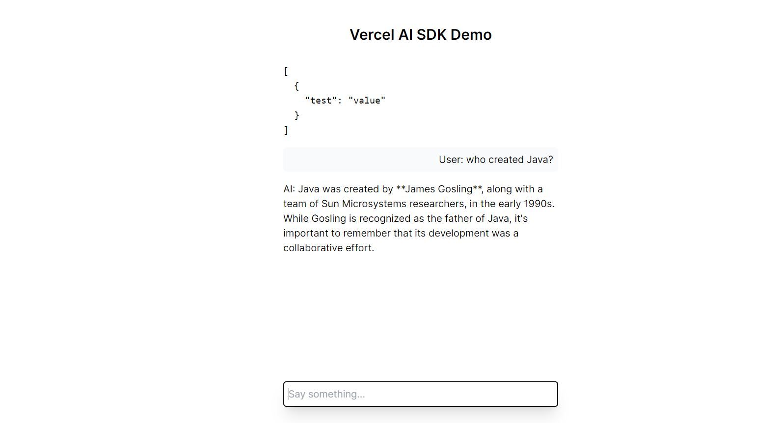 Predefined data attached by Vercel AI SDK