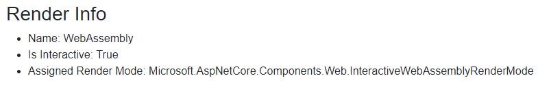 Render info for component running interactively in Web Assembly