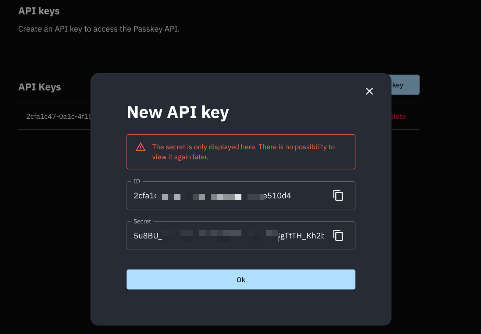 Image showing API key