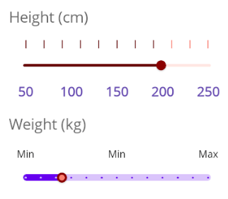 The Slider controls displaying custom Labels